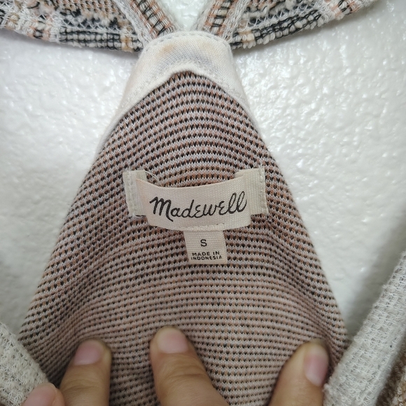 Madewell Women's Textured Knit Top in Neutral Stripes Sz Small - Picture 2 of 8
